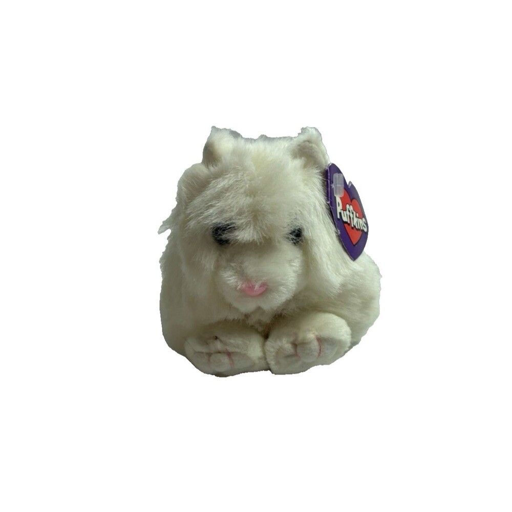 Puffkins Collection Plush 4" Beanie White Cat #6610 Named Paws Birthday 6/1/97